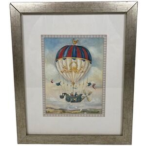 Alexandra Churchill The Mail Drop Framed Art Hot Air Balloon Rooster‎ Print
